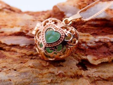 Engelsrufer mini "Herz" mit 11mm Perle Echtgold